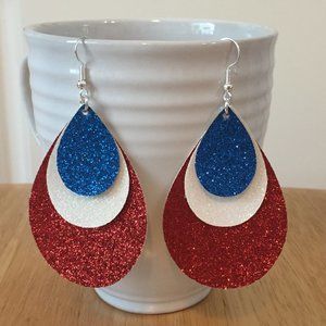 4th of July Faux Leather Earrings